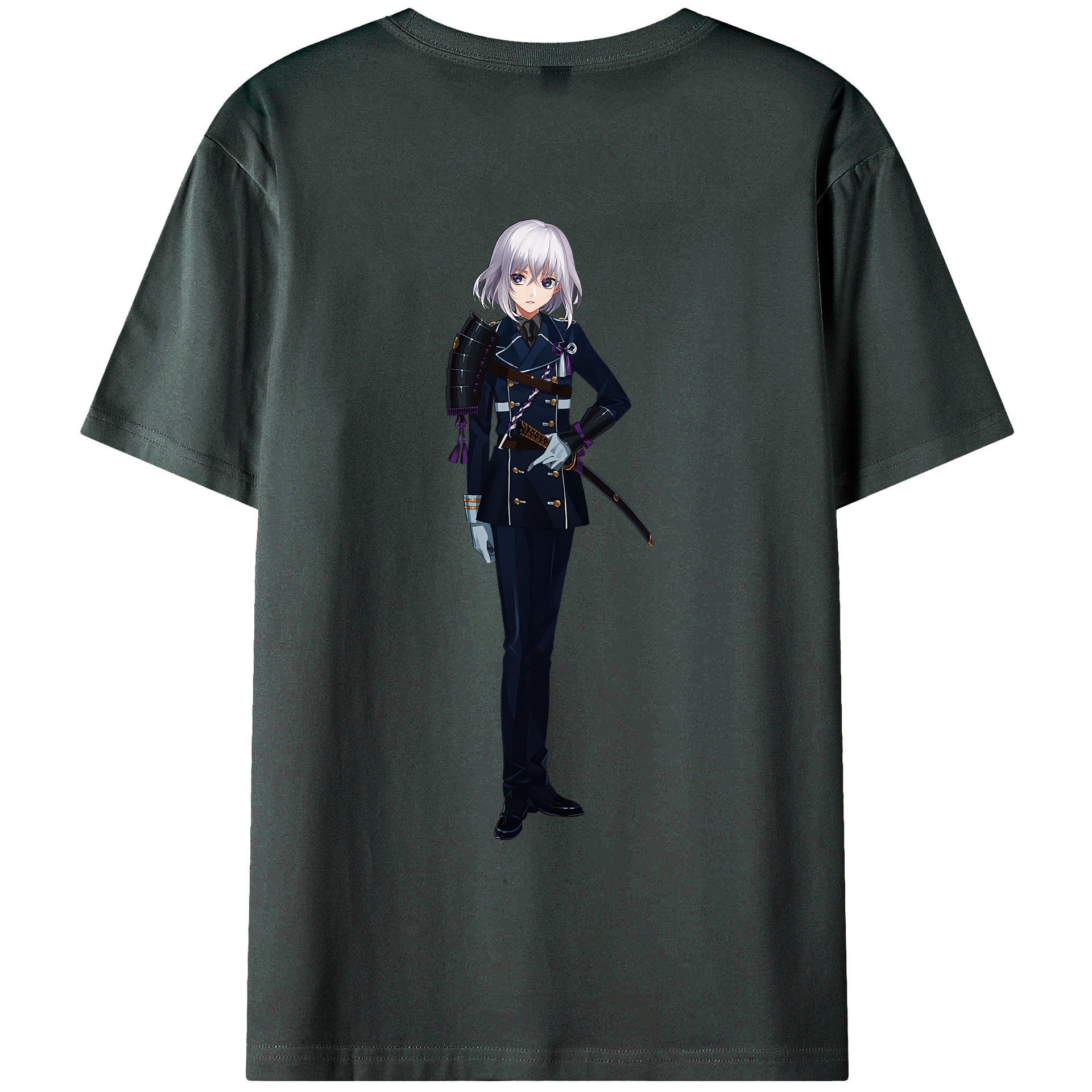 （画像用） 刀剣乱舞 Touken Ranbu 綿100％ メンズ半袖Tシャツ（バックプリント） 通気性